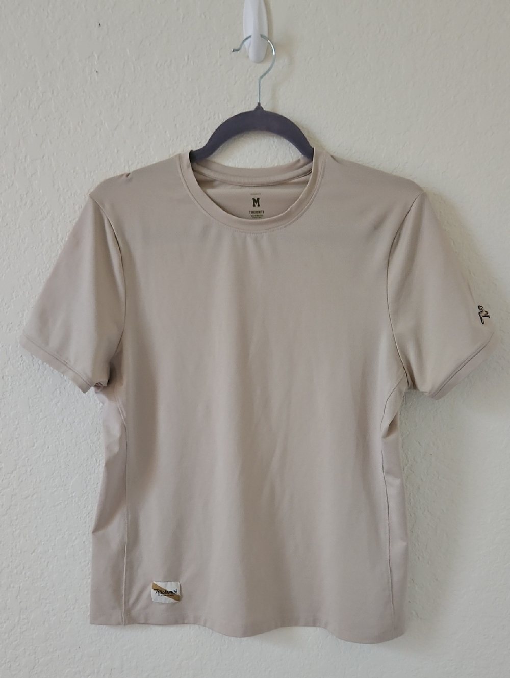 Tracksmith WoMen's Short Sleeve Crew Tee in Light Beige